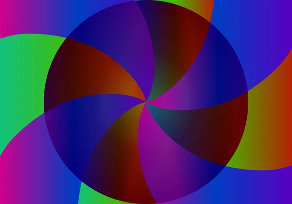 带有蓝色 绿色和红色渐变阴影的圆形和螺旋形构图 — 图库矢量图片