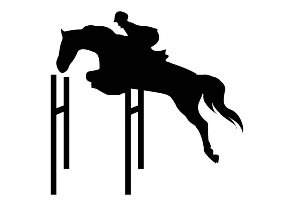 Ícone Equitação Salto Obstáculos Jóquei Cavaleiro Obstáculos Salto Cavalo — Vetor de Stock