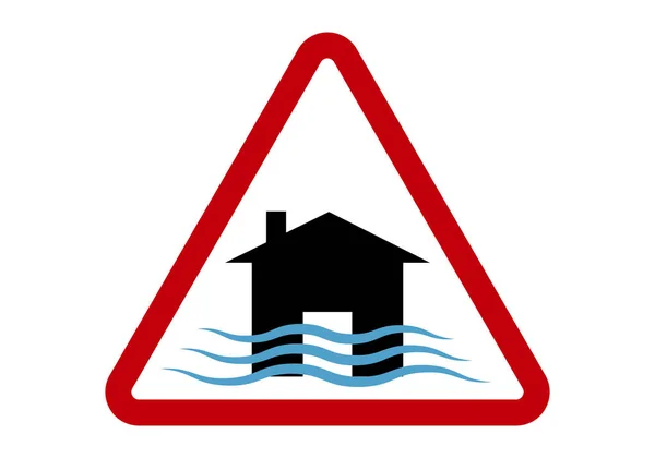Icono Señal Peligro Inundación Casa Inundada Señal Peligro — Vector de stock