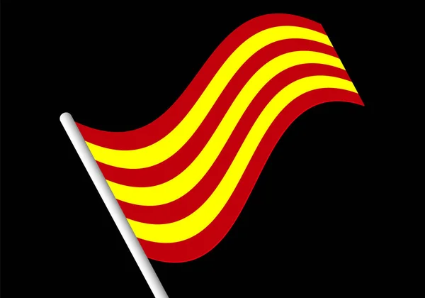 Catalonië Vlag Zwaaiend Zwarte Achtergrond Catalonië Dag — Stockvector