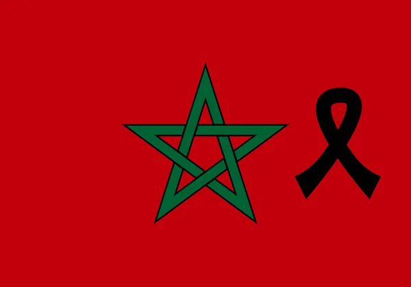 Ikona Marokańskiej Flagi Czarnym Łukiem Znak Żałoby — Wektor stockowy