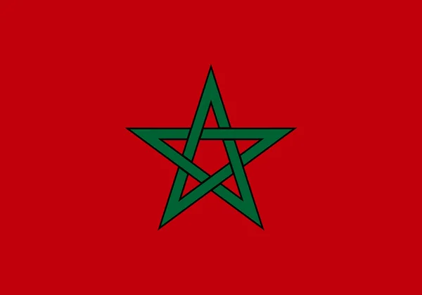 Marokkó Zászló Ikon Piros Zöld Csillaggal — Stock Vector