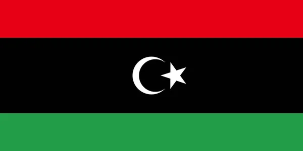 Bandiera Della Libia Rosso Nero Verde Con Luna Stella — Vettoriale Stock
