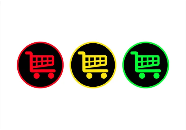 Icon Folha Semáforo Com Carrinho Supermercado Vermelho Âmbar Verde Compras —  Vetores de Stock