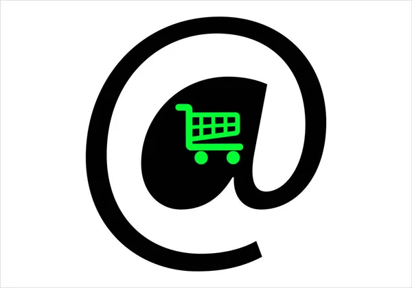Online Αγορά Εξυπηρέτηση Πελατών Μέσω Εικονιδίου Ηλεκτρονικού Ταχυδρομείου Καλάθι Αγορών — Διανυσματικό Αρχείο