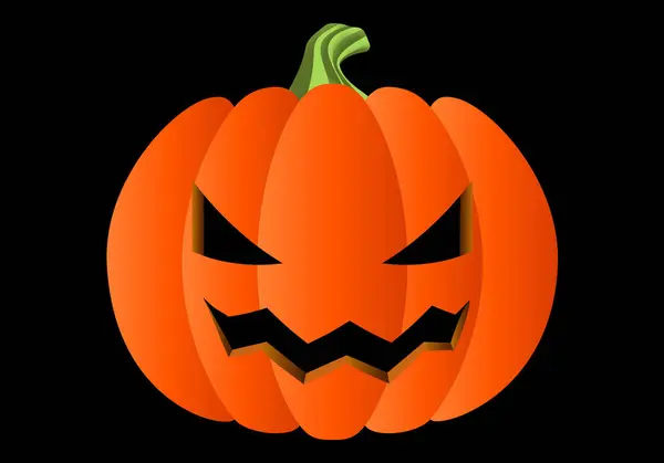 Halloween Pumpkin Volume Eyes Mouth Black Background — Stock Vector
