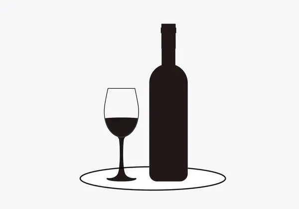 Εικόνα Κρασιού Μπουκάλι Και Γεμάτο Ποτήρι — Διανυσματικό Αρχείο