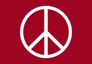 Kırmızı arkaplanda beyaz barış sembolü