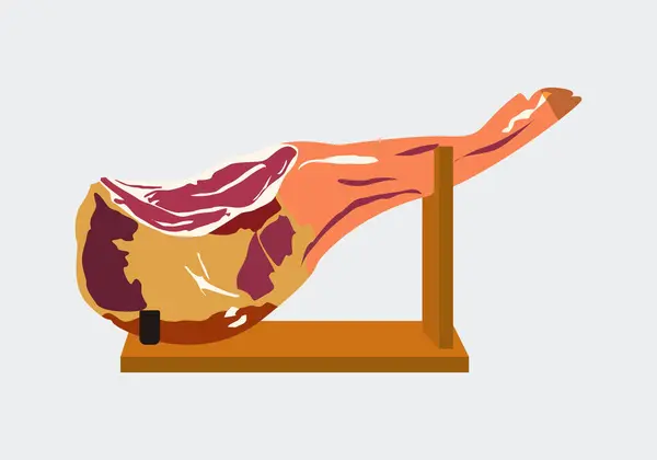 Bir bacağı İberya ya da jambonlu Serrano. Jambon kabına yerleştirilmiş bir jambon simgesi.