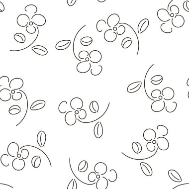 Beyaz arkaplanda siyah renkte çiçek deseni