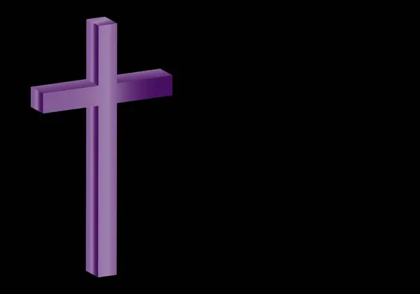 Siyah arkaplanda 3D beyaz mor Latin haçı