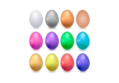 Renkli yumurta ikonları. 3 boyutlu Paskalya yumurtaları
