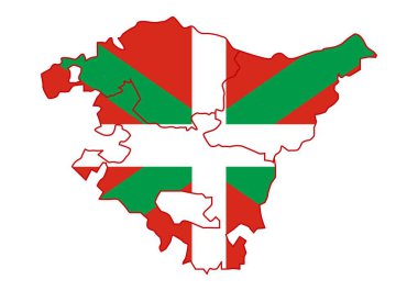 Ikurria bayrağıyla Euskadi haritasının silueti
