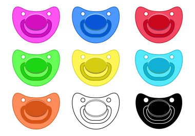 Bebek emziği simgeleri farklı renklerde