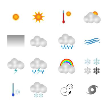 Meteoroloji ikonu sayfası. İklim veya hava simgeleri