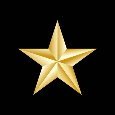 Beş köşeli altın yıldızın simgesi. Noel