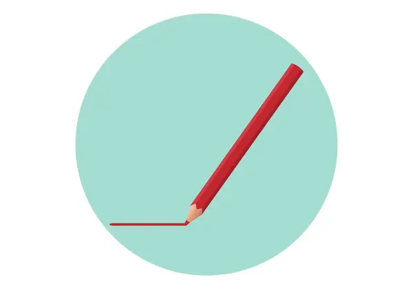 Trazo recto rojo choho con lpiz de color rojo. Bibujar o disear. La vuelta al cole. El arte del diseo. Delineasin