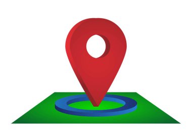 Yeşil zemin üzerinde mavi bir daire üzerinde konum sembolü