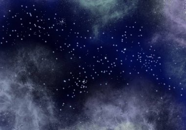 Yıldızlı gökyüzü. Evren. Yıldızlı gece. Bulutlu ve yıldızlı gece gökyüzü.