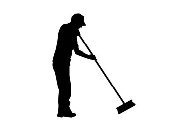 Bir sokak süpürgesinin silueti ya da temizlik çalışanı
