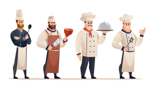 Set Personaggi Professionali Dello Chef Maschile — Vettoriale Stock