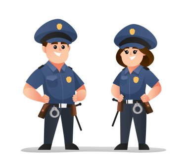 Tatlı erkek ve kadın polis karakteri.