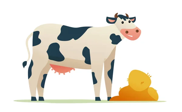 Cute Cow Grain Cartoon Illustration — Stock Vector