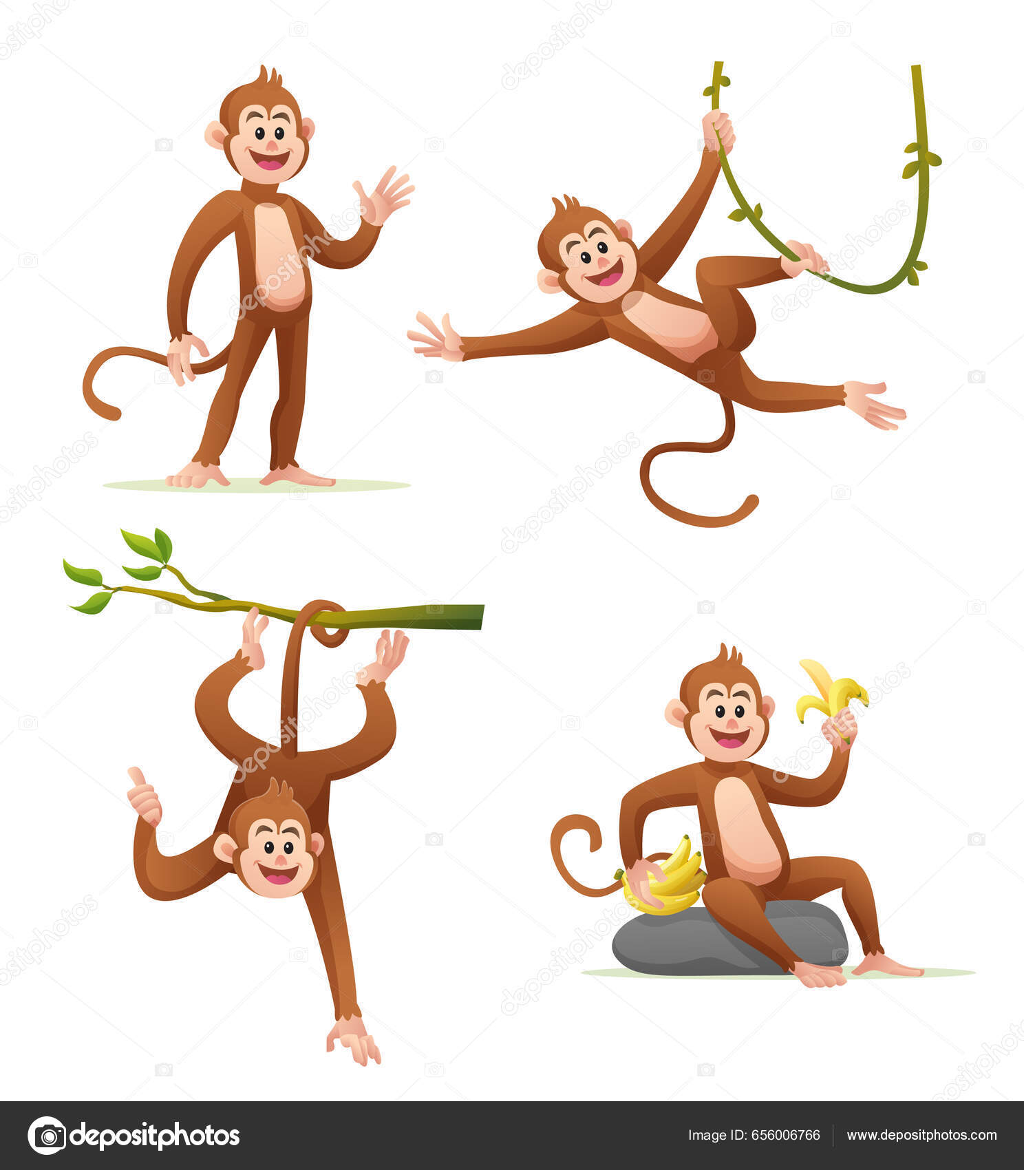 Macaco Bonito Dos Desenhos Animados Ilustração do Vetor