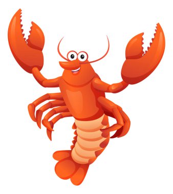 Beyaz arka planda izole edilmiş tatlı ıstakoz karikatürü çizimi