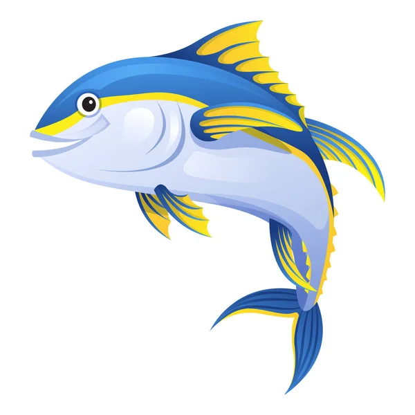 Tuňák Ryby Kreslené Ilustrace Izolované Bílém Pozadí — Stockový vektor
