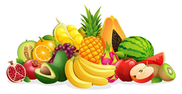 Conjunto Varios Tipos Ilustraciones Frutas — Vector de stock