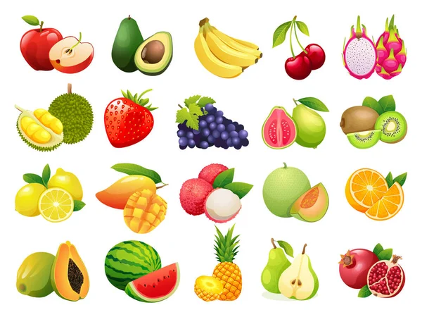 Conjunto Frutas Coloridas Ilustración — Archivo Imágenes Vectoriales