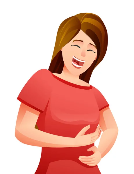 Happy Woman Laughing Loud Cartoon Illustration — Stock Vector