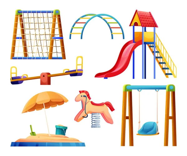 Set Kids Playground Equipment Illustration Isolated White Background — Stock Vector