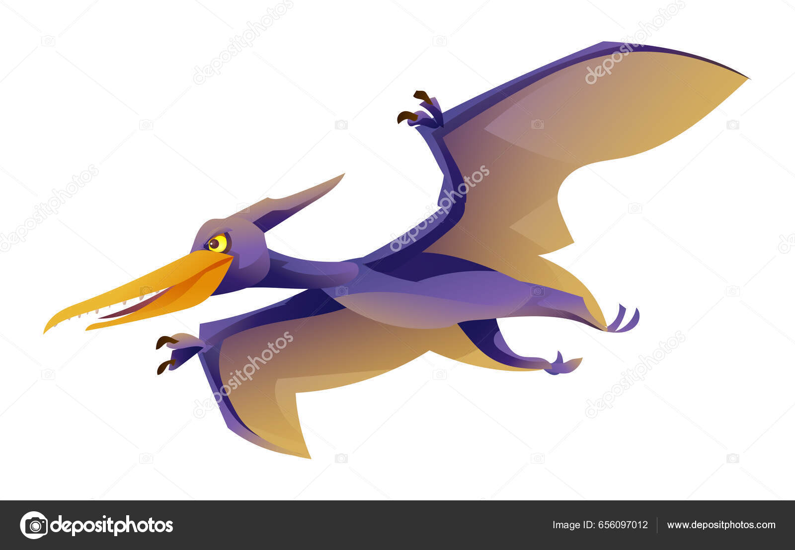 Ilustração Vetor Dinossauro Pterodáctilo Isolado Fundo Branco