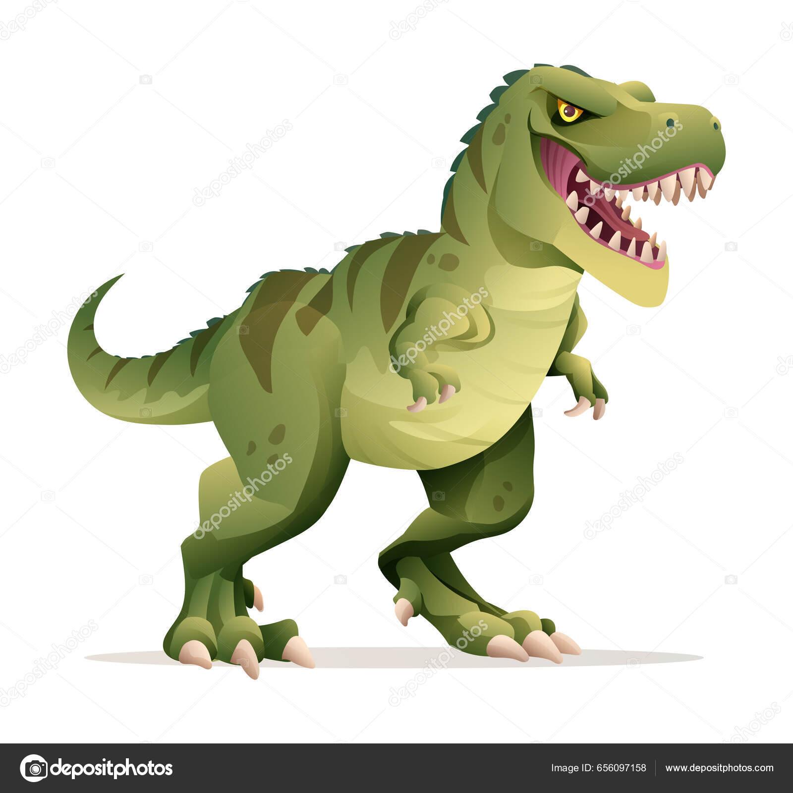 Ilustração bonito dos desenhos animados do tyrannosaurus rex. dinossauro t- rex isolado no fundo branco