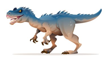 Beyaz arkaplanda izole edilmiş Allosaurus dinozor vektör çizimi