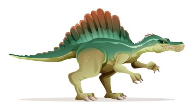 Beyaz arkaplanda izole edilmiş Spinosaurus dinozor vektör çizimi