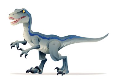 Beyaz arkaplanda izole edilmiş Velociraptor dinozor vektör çizimi