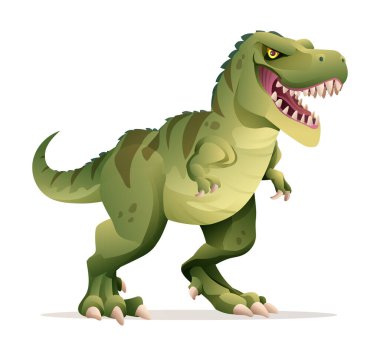 Tyrannosaurus Rex vektör çizimi. T-Rex dinozoru beyaz arka planda izole edildi