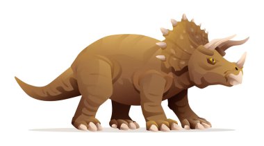 Triceratops dinazor vektör çizimi beyaz arkaplanda izole edildi