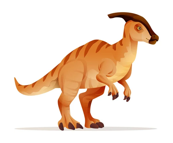 Parasaurolophus Dinosaur Vector Illustration Isolated White Background — Stock Vector