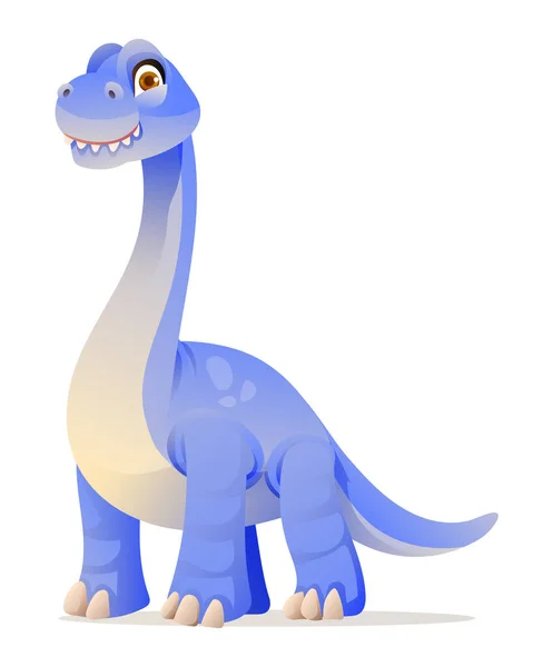 Söt Brontosaurus Dinosaurie Tecknad Illustration Isolerad Vit Bakgrund — Stock vektor