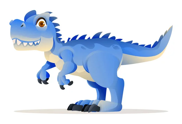 Lindo Allosaurio Dinosaurio Ilustración Dibujos Animados Aislados Sobre Fondo Blanco — Vector de stock