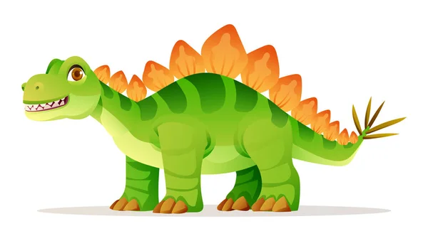 Bonito Stegosaurus Dinossauro Cartoon Ilustração Isolada Fundo Branco — Vetor de Stock