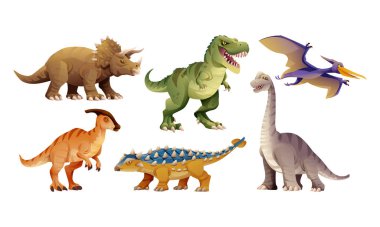 Dinosaurs character set in cartoon style clipart
