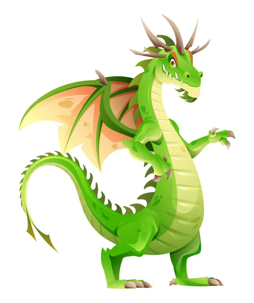 Dragon Personnage Dessin Animé Isolé Sur Fond Blanc — Image vectorielle