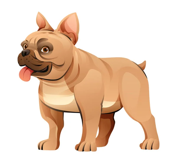 Carino Francese Bulldog Vettore Cartone Animato Illustrazione — Vettoriale Stock
