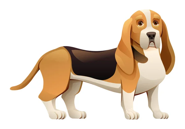 Basset Κυνηγόσκυλο Διανυσματική Απεικόνιση Κινουμένων Σχεδίων — Διανυσματικό Αρχείο