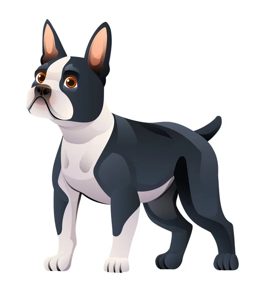 Βοστώνη Terrier Σκύλος Διάνυσμα Εικονογράφηση Κινουμένων Σχεδίων — Διανυσματικό Αρχείο
